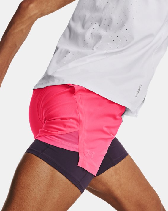 Women's UA Run Stamina 2-in-1 Shorts, Pink, pdpMainDesktop image number 0